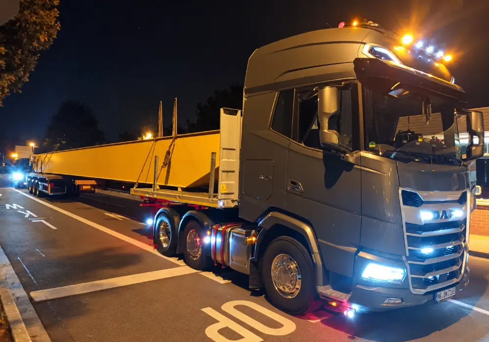Spedition Wernscheidt Meinerzhagen Schwertransport bei Nacht